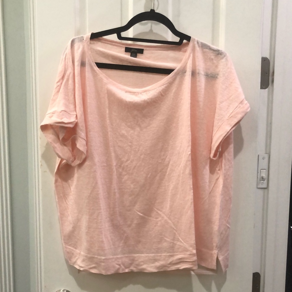 J CREW POINT SUR LINEN ROLLED SLEEVE T SHIRT